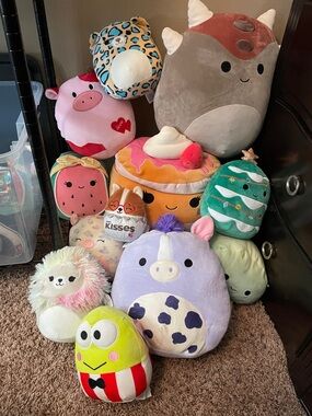Assorted Plush Squishies Bundle - Colorful Cute Characters lot of 12